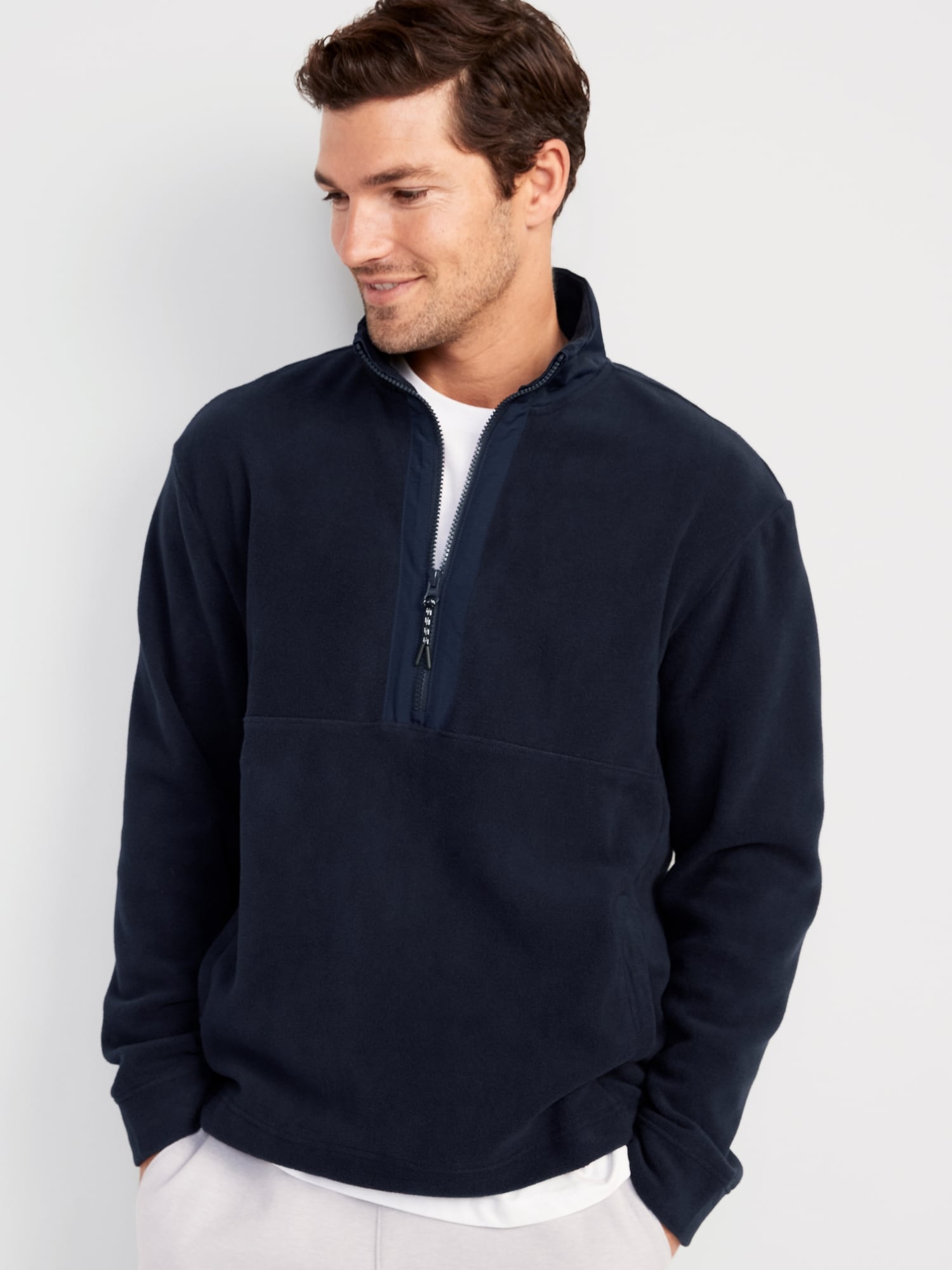 Loose Microfleece Half-Zip Sweatshirt