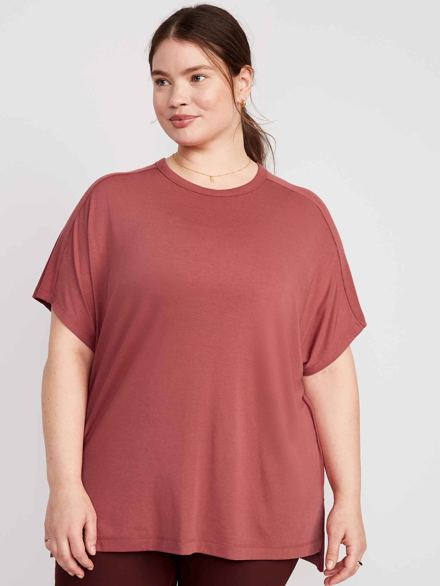 Oversized UltraLite Rib-Panel Tunic T-Shirt for Women | Old Navy