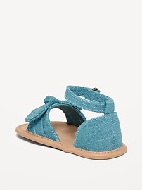 View large product image 3 of 4. Linen-Style Bow-Tie Sandals for Baby