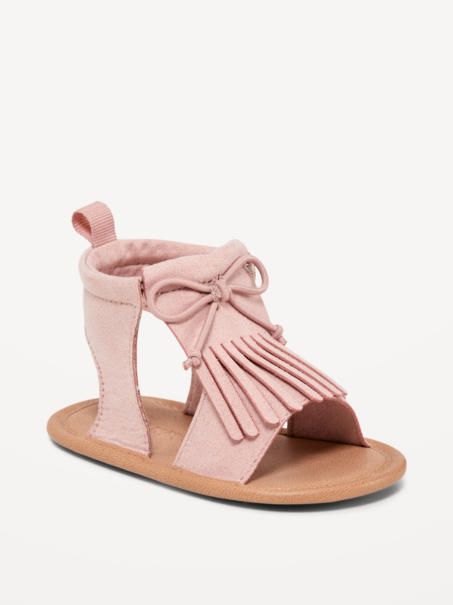 Old Navy Faux-Suede Fringe Sandals for Baby pink. 1