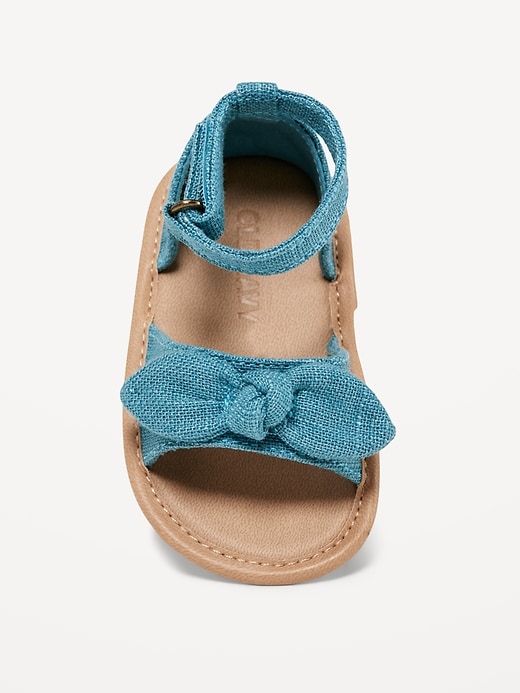 View large product image 2 of 4. Linen-Style Bow-Tie Sandals for Baby