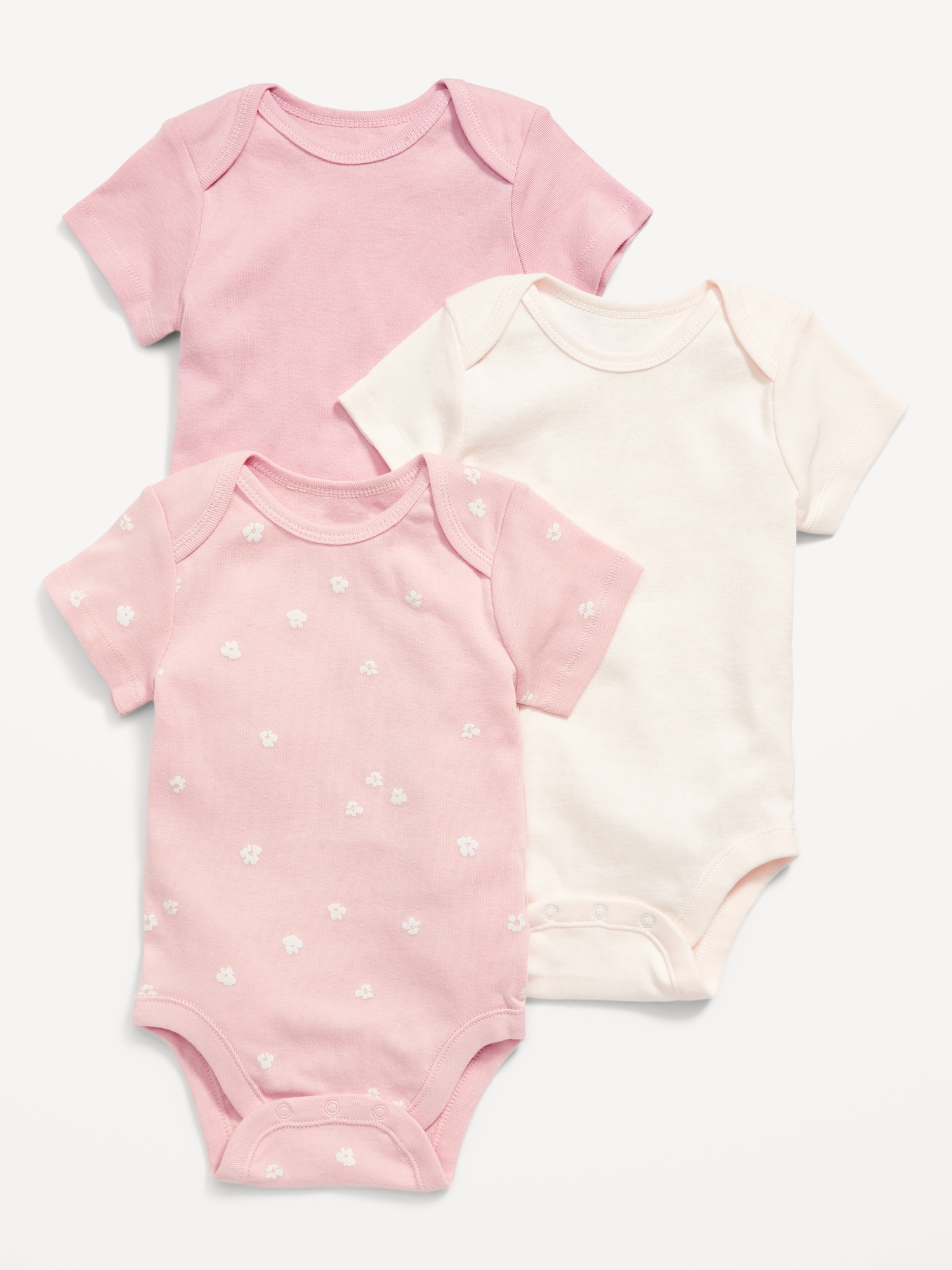 Old Navy Unisex Bodysuit 3-Pack for Baby pink. 1