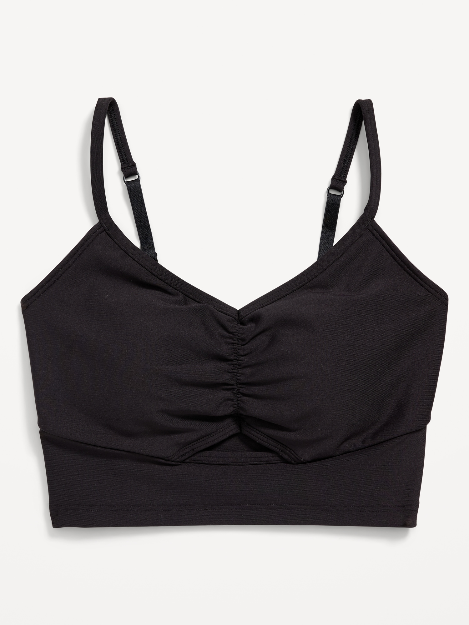 Old Navy Light Support PowerSoft Ruched Sports Bra for Women black. 1