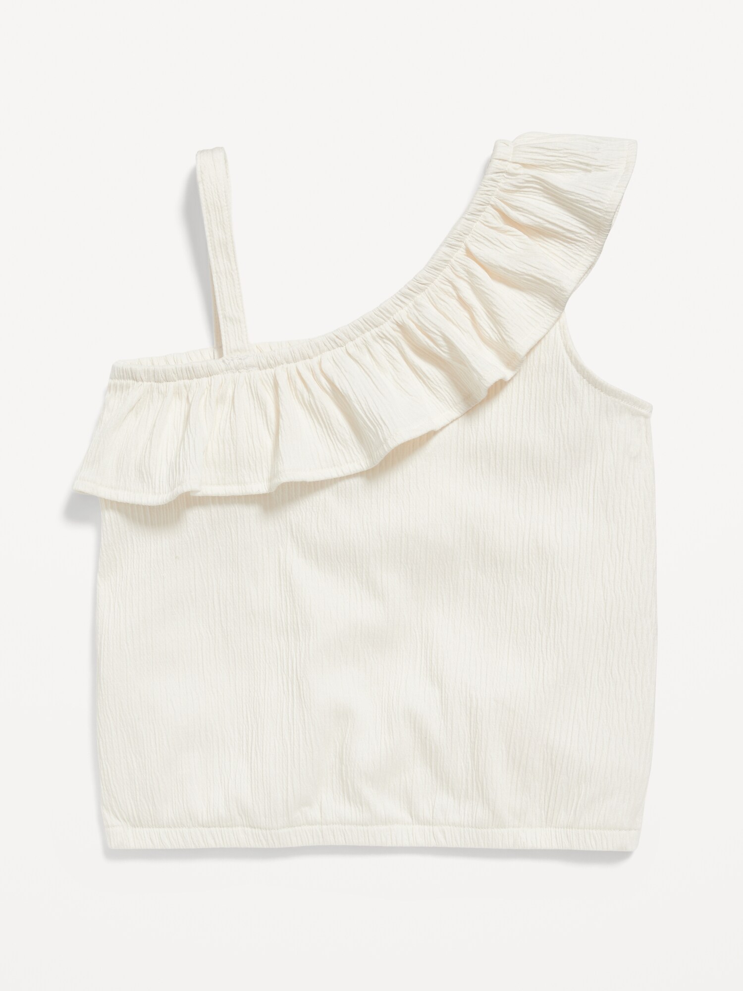 Ruffled Puckered-Jacquard Knit One-Shoulder Top for Girls | Old Navy