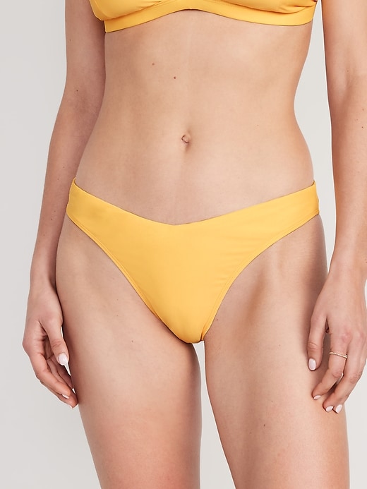 Image number 1 showing, Low-Rise V-Front French-Cut Bikini Swim Bottoms