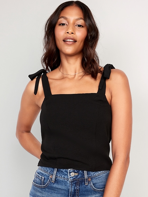 Tie shoulder top sales