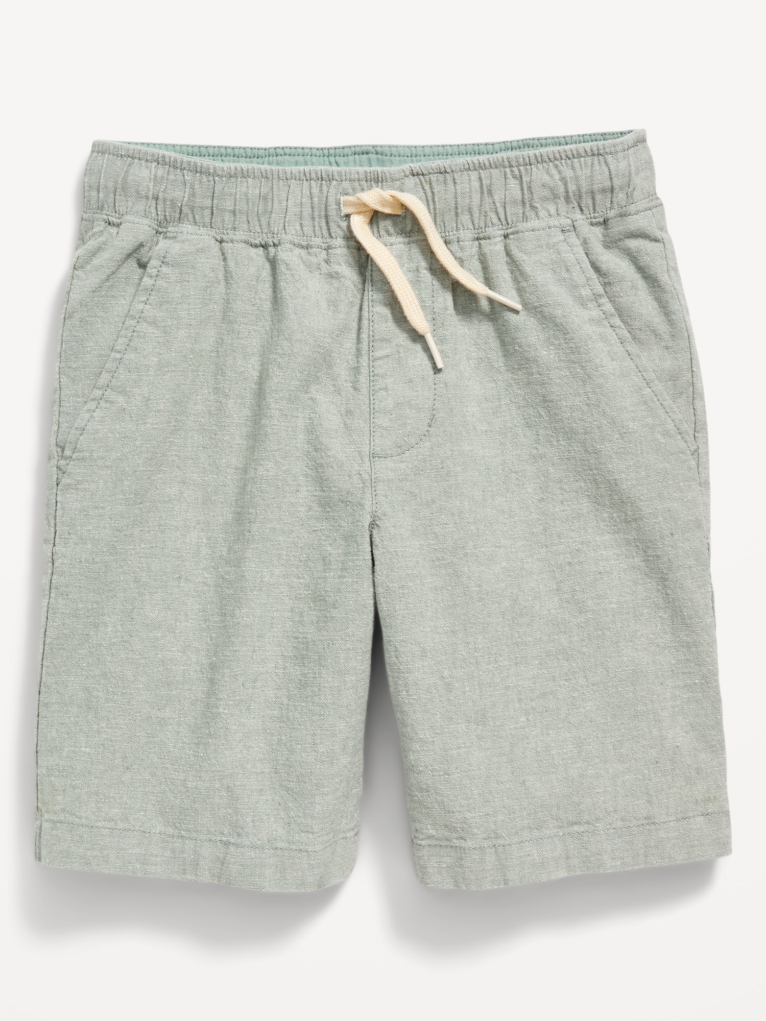 Knee Length Straight Linen-Blend Jogger Shorts for Boys