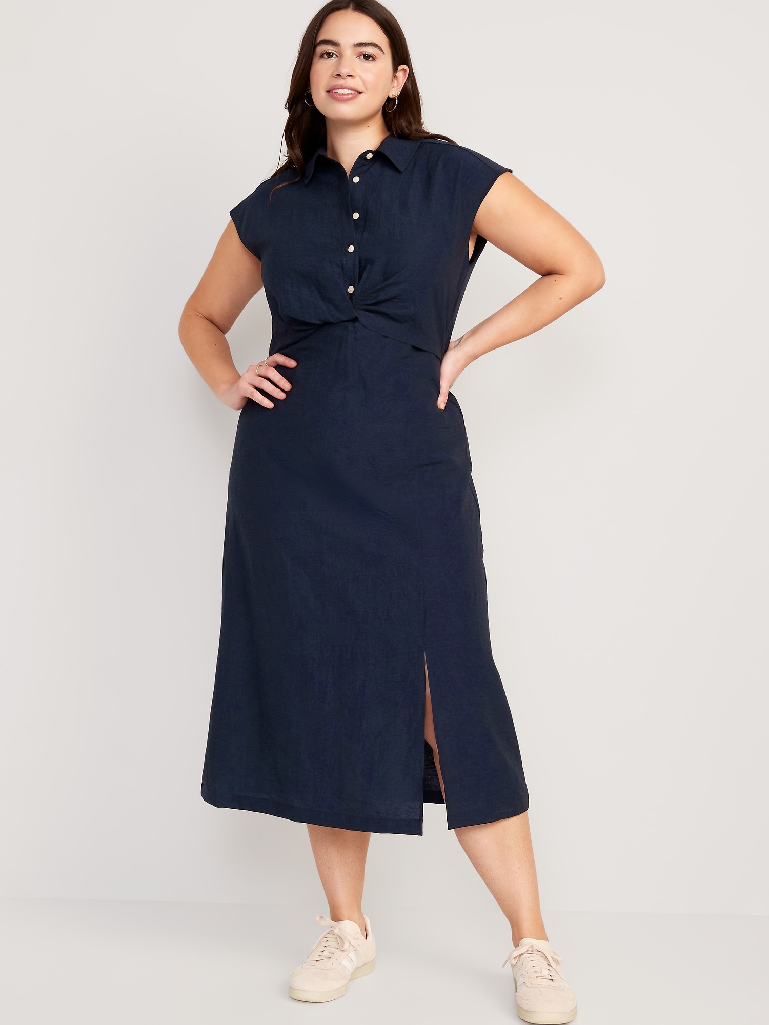 Navy midi 2025 shirt dress