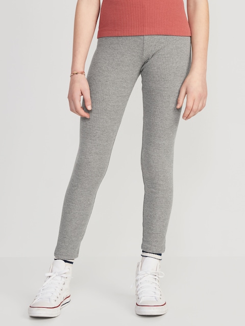 Full-Length Built-In Tough Rib-Knit Leggings for Girls