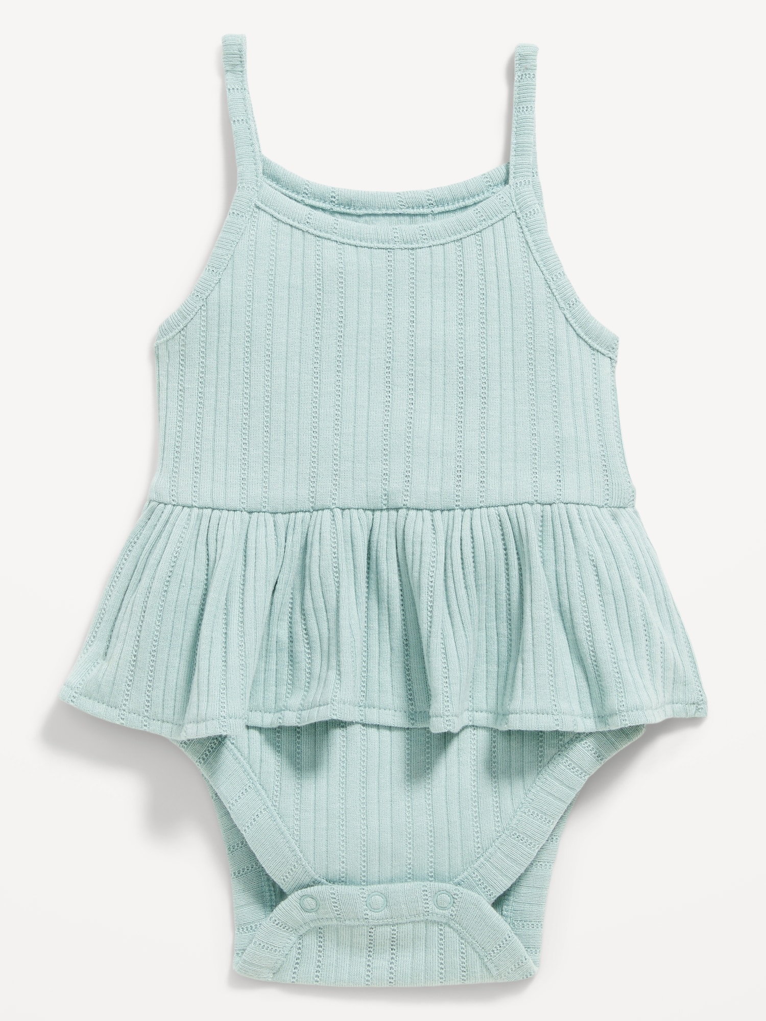 Old Navy Sleeveless Pointelle-Knit Peplum Bodysuit for Baby blue. 1