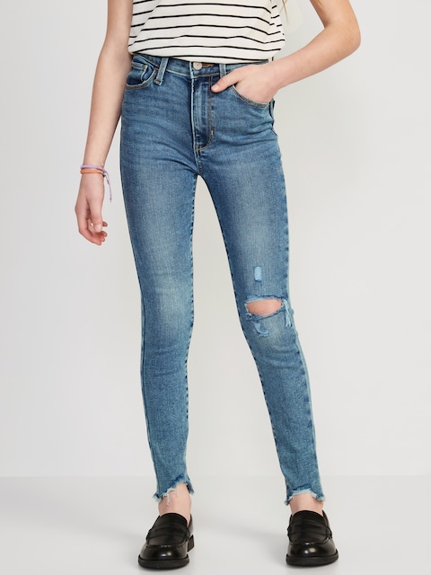 Extra High-Waisted Rockstar 360° Stretch Ripped Jeggings for Girls