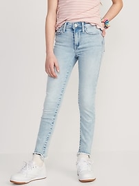 Image number 1 showing, High-Waisted Rockstar 360° Stretch Frayed-Hem Super Skinny Jeggings for Girls