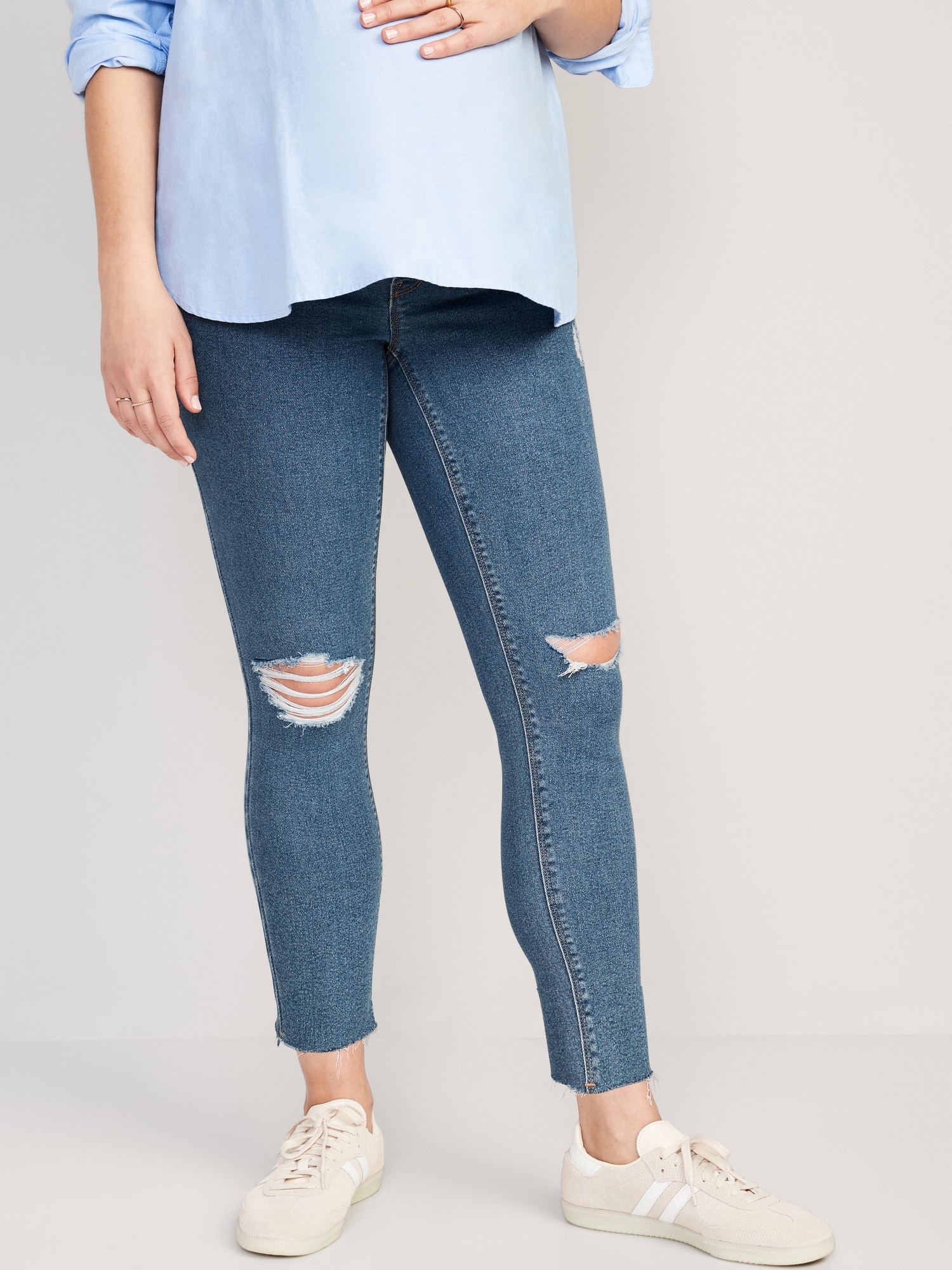 Maternity ripped hot sale skinny jeans