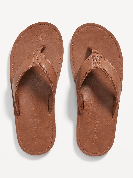 Faux-Leather Flip-Flop Sandals