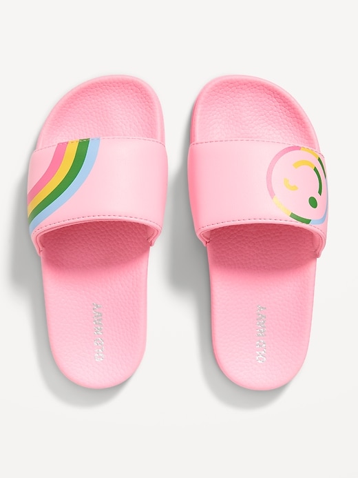 View large product image 1 of 1. Printed Faux-Leather Pool Slide Sandals for Girls