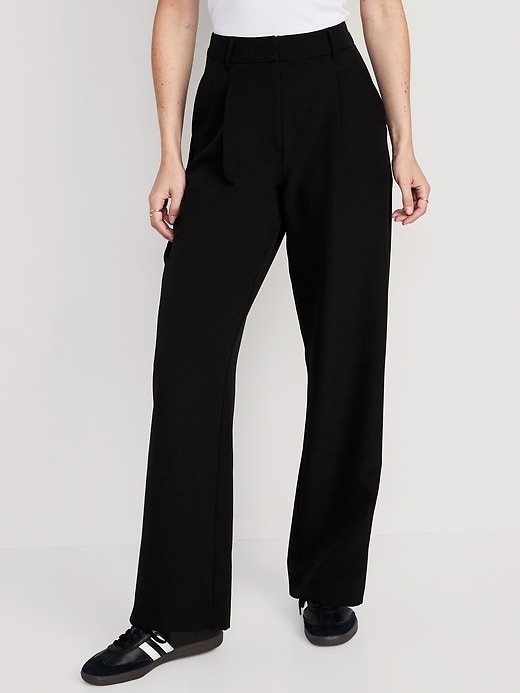 Image number 1 showing, Extra High-Waisted Pleated Taylor Trouser Wide-Leg Pants