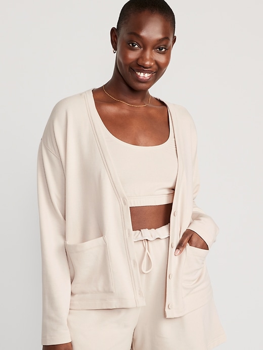 Image number 5 showing, Oversized Fleece Button-Down Cardigan Robe