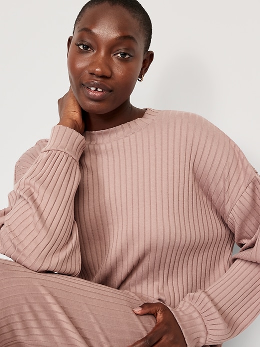 Image number 3 showing, Dolman-Sleeve Rib-Knit Pajama Top
