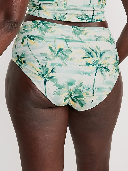 Matching High-Waisted Printed Banded Bikini Swim Bottoms for Women