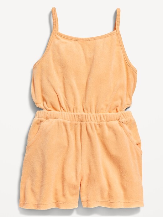 View large product image 1 of 1. Loop-Terry Side-Cutout Cami Romper for Girls