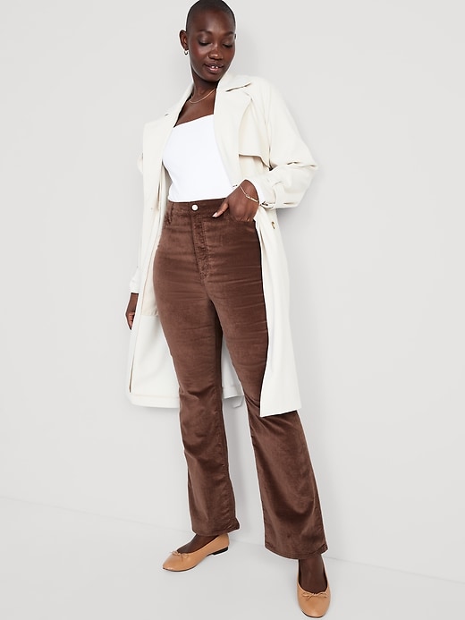 Image number 3 showing, Higher High-Waisted Cropped Velvet Flare Pants for Women