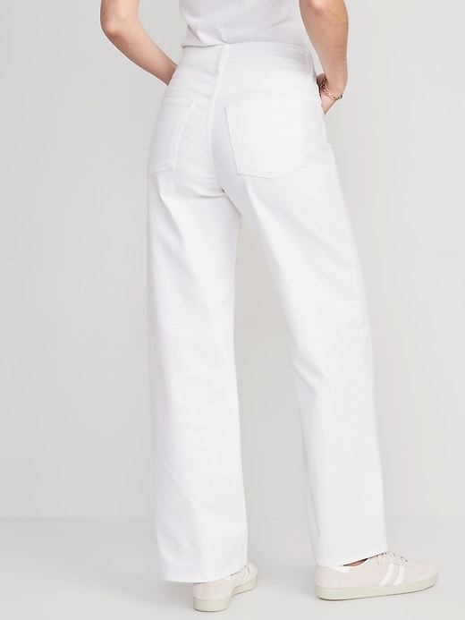 Image number 2 showing, High-Waisted Wow White-Wash Wide-Leg Jeans