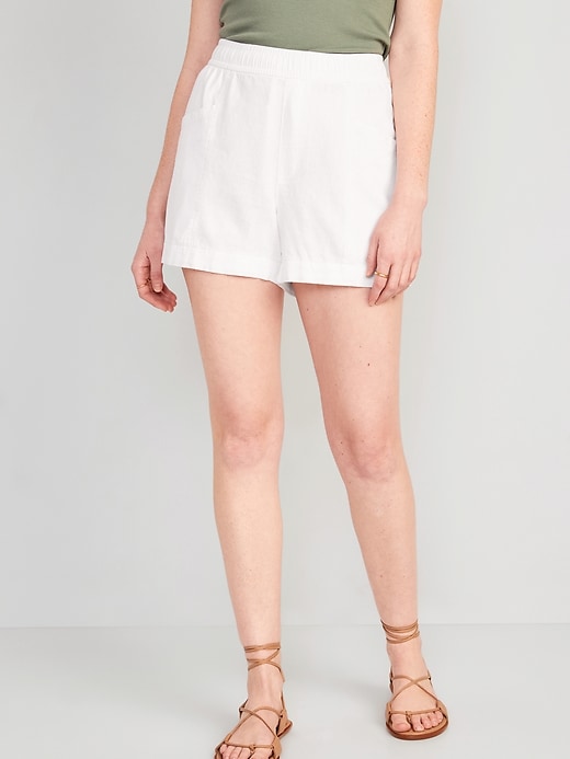 Image number 1 showing, High-Waisted Linen-Blend Shorts -- 3.5-inch inseam