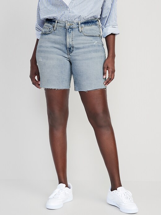 Image number 5 showing, High-Waisted OG Straight Cut-Off Jean Shorts for Women -- 7-inch inseam