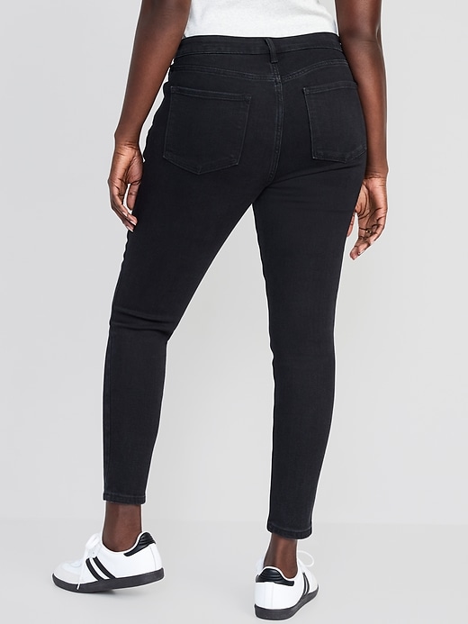 Image number 6 showing, High-Waisted Wow Super-Skinny Black-Wash Ankle Jeans