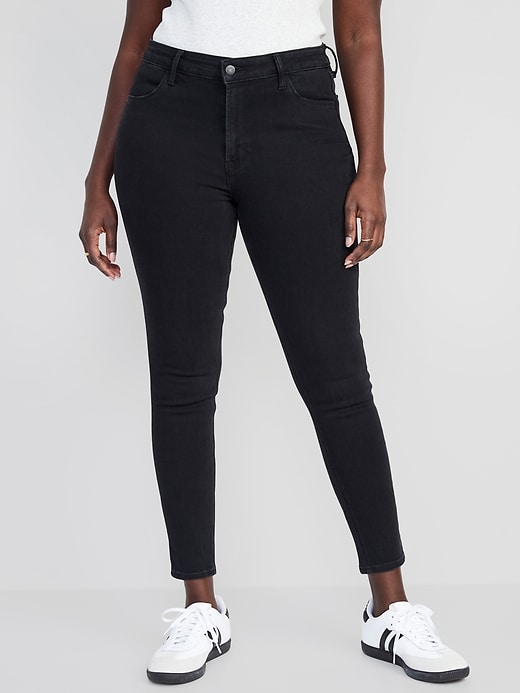 Image number 5 showing, High-Waisted Wow Super-Skinny Black-Wash Ankle Jeans for Women