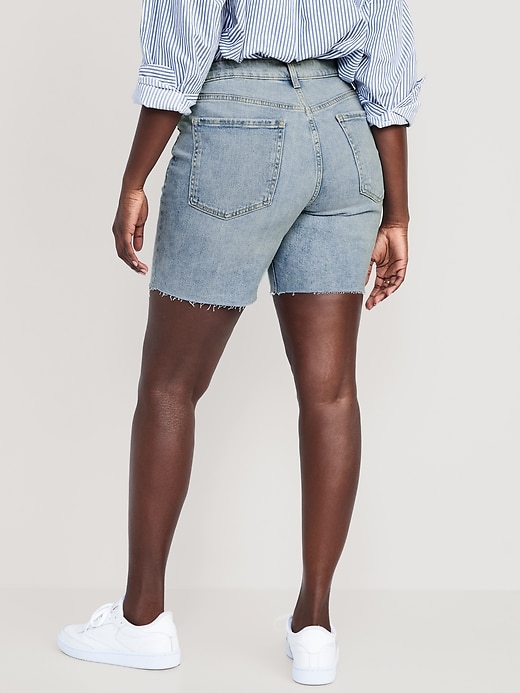 Image number 6 showing, High-Waisted OG Straight Cut-Off Jean Shorts for Women -- 7-inch inseam