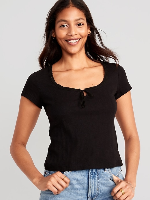 Image number 1 showing, Pointelle-Knit Top