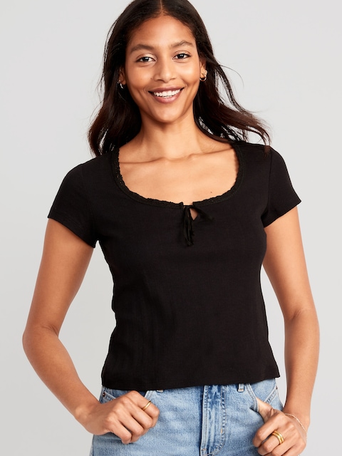 Haut en tricot pointelle pour Femme - Noir De Jais