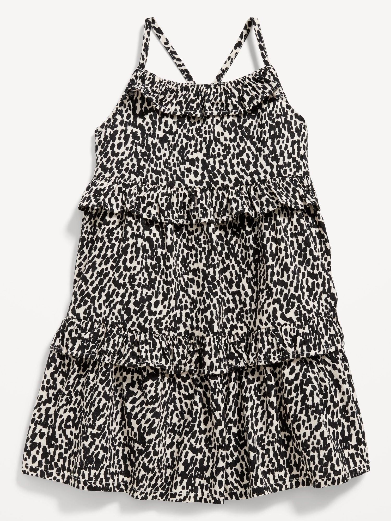Sleeveless Printed Ruffle-Trim Swing Dress for Toddler Girls