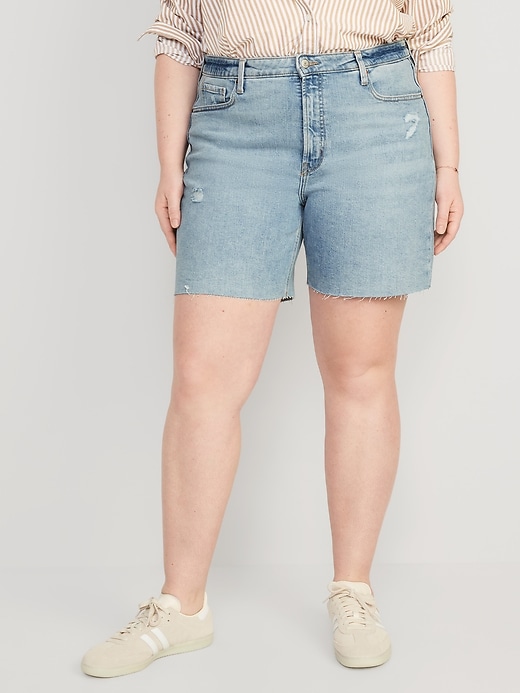 Image number 7 showing, High-Waisted OG Straight Cut-Off Jean Shorts for Women -- 7-inch inseam