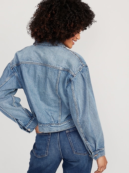Tapered Puff-Sleeve Non-Stretch Jean Jacket | Old Navy