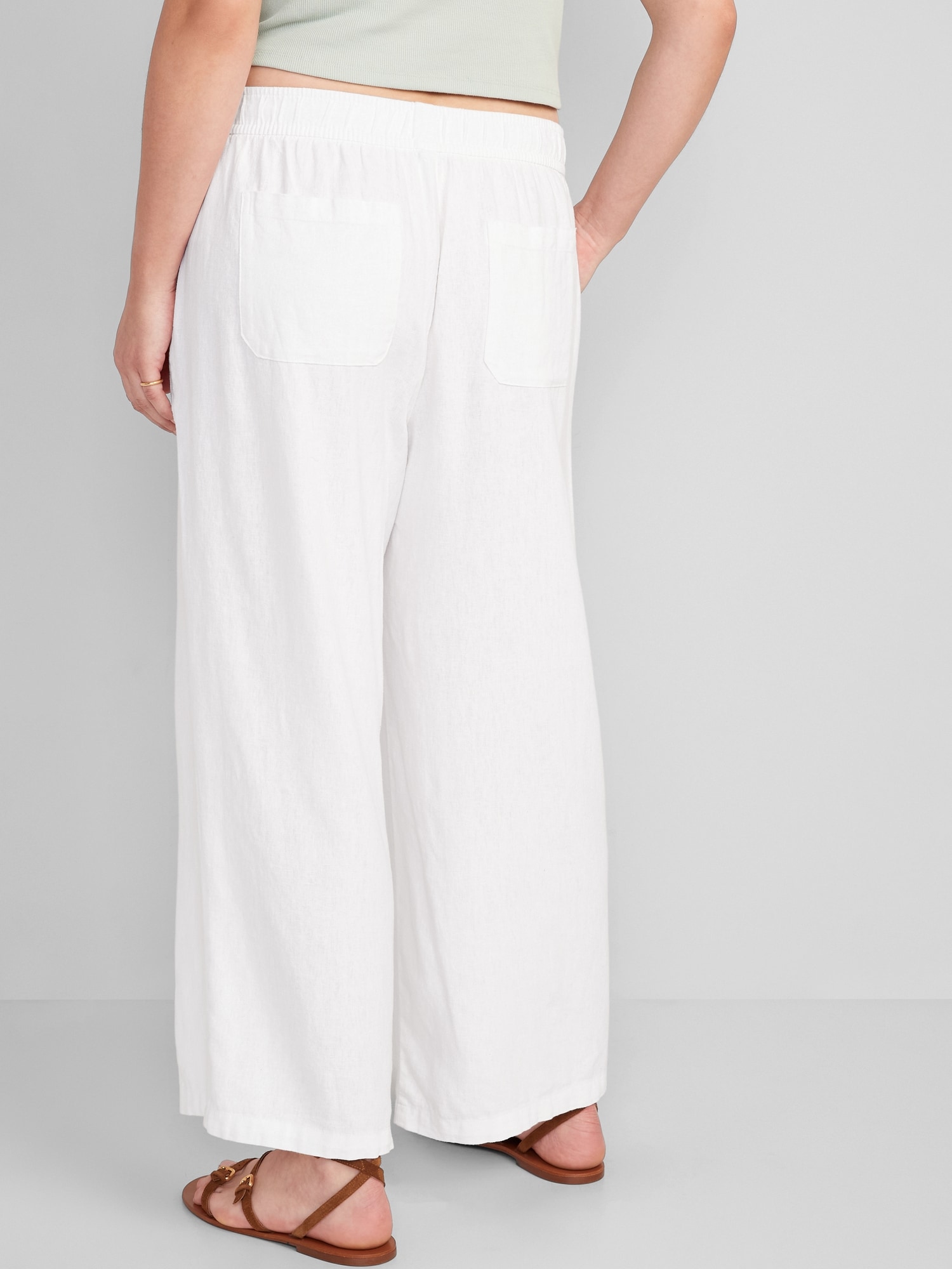 me Women's Linen Blend Pants - White - Size 6