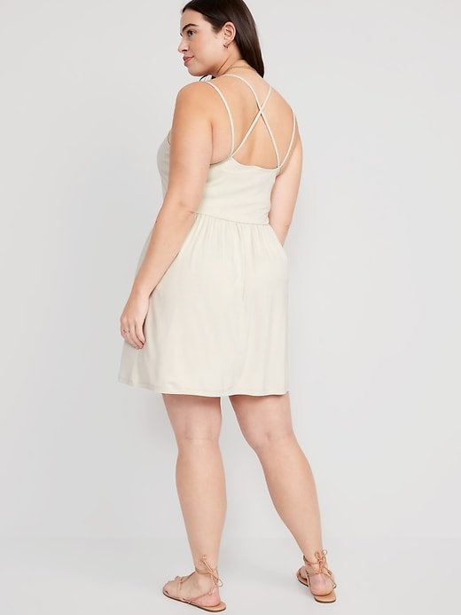 Image number 6 showing, Fit & Flare Cross-Back Mini Cami Dress