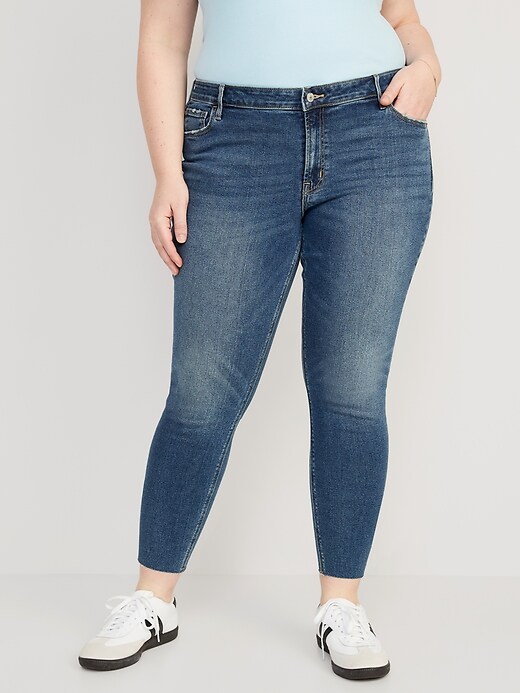 Image number 7 showing, Mid-Rise Rockstar Super-Skinny Cut-Off Ankle Jeans for Women