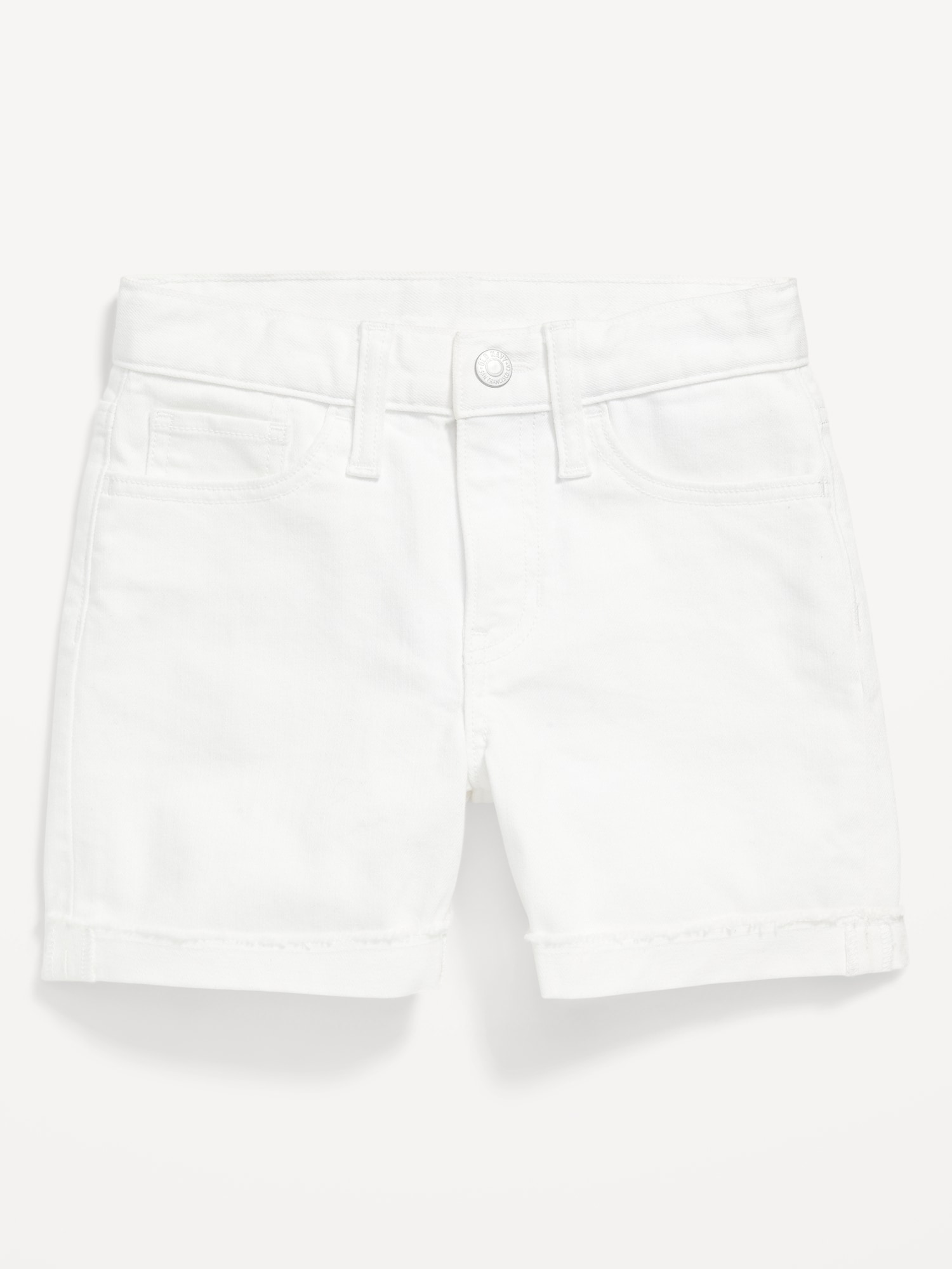 Old Navy High-Waisted Rolled-Cuff Twill Midi Shorts for Girls white. 1