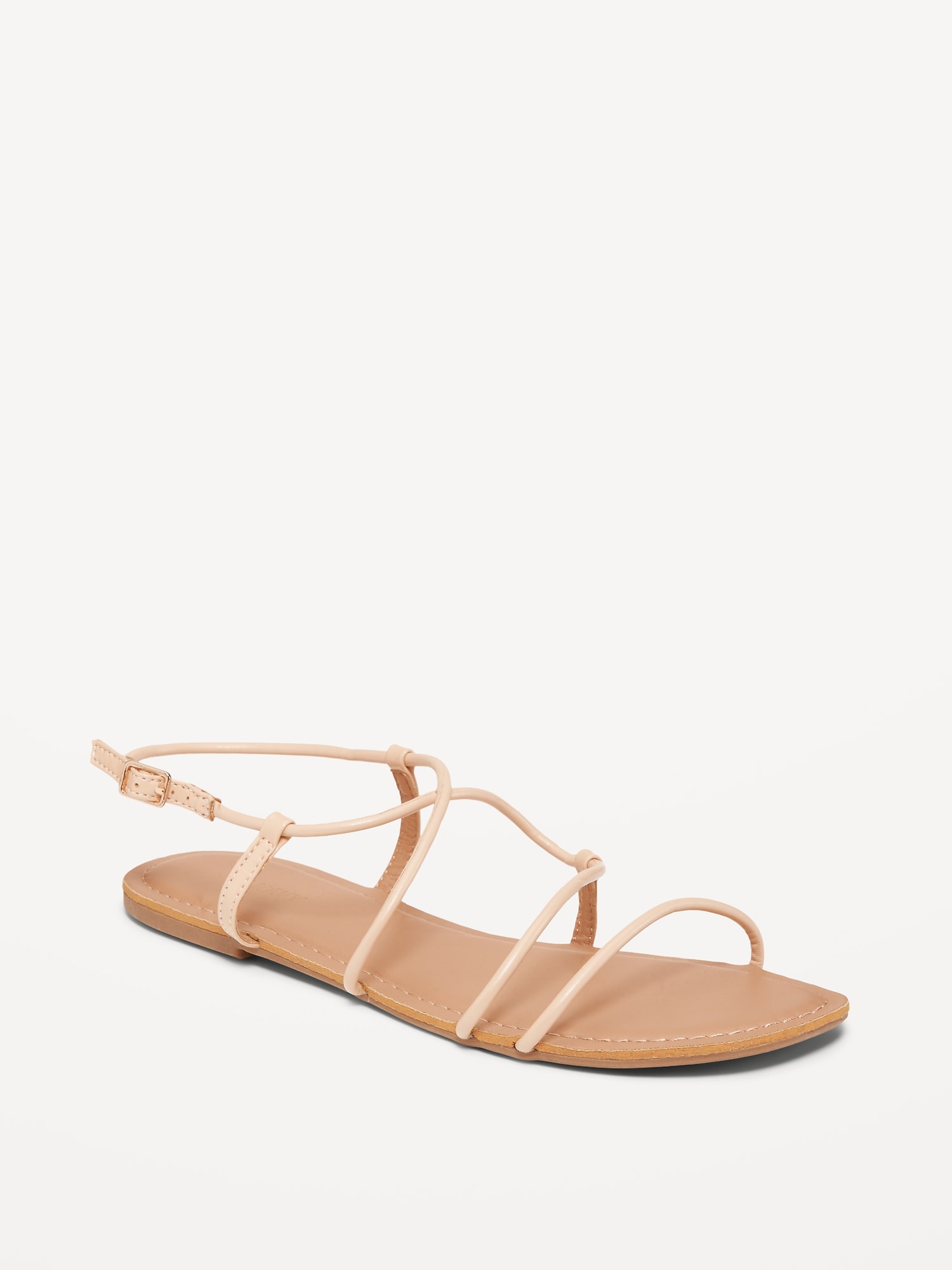 Old Navy Faux-Leather Asymmetric Strappy Sandals for Women beige. 1