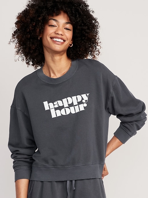 Image number 1 showing, Cropped Vintage French-Terry Sweatshirt