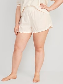 Matching High-Waisted Ruffle-Trimmed Pajama Shorts -- 2.5-inch inseam