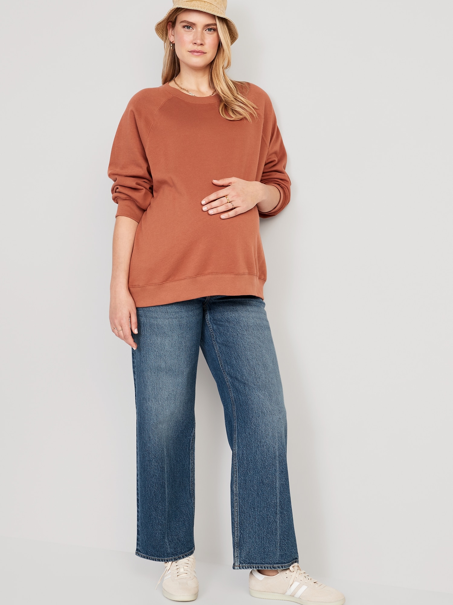 Maternity Front Low-Panel Wide Leg Jeans