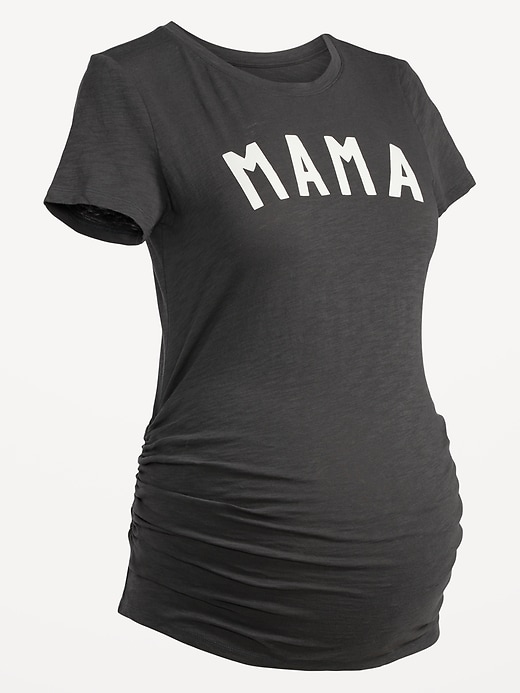 View large product image 1 of 2. Maternity Graphic Side-Shirred T-Shirt