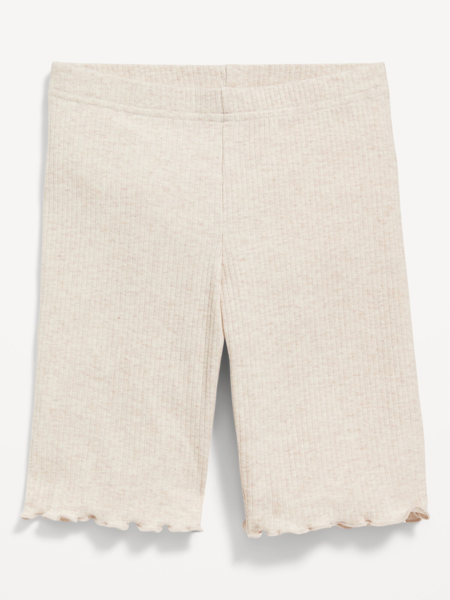 Old Navy Rib-Knit Long Bike Shorts for Girls beige. 1