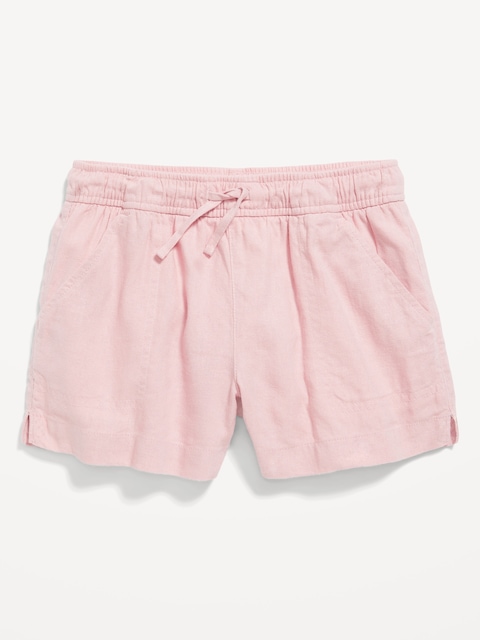 Linen-Blend Drawstring Shorts for Girls - Abalone Pink