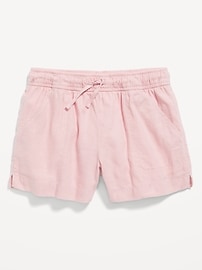 Image number 1 showing, Linen-Blend Drawstring Shorts for Girls