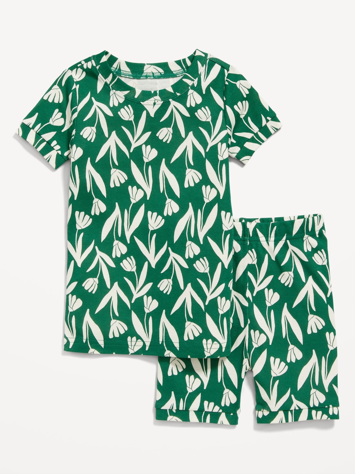 Old Navy Snug-Fit Graphic Pajama Shorts Set for Toddler & Baby green. 1