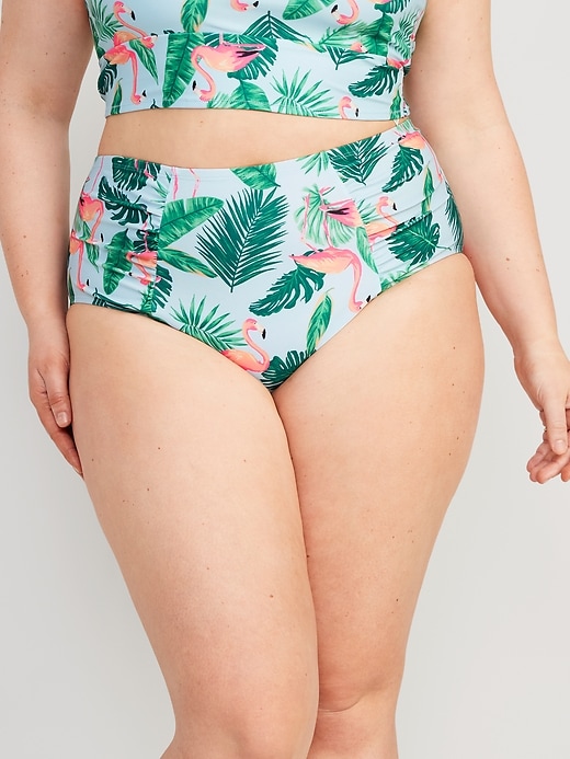 Image number 7 showing, High-Waisted Printed Ruched Bikini Swim Bottoms